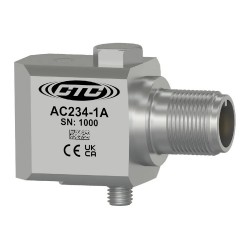 AC234 PREMIUM, ALACSONY FREKVENCIÁJÚ REZGÉSGYORSULÁS ÉRZÉKELŐ, OLDALSÓ KIVEZETÉSSEL 2 TŰS CSATLAKOZÓ, 500 MV/G, ±5%