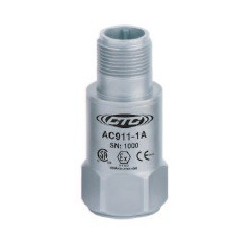 AC911 Low Capacitance, Intrinsically Safe Accelerometer, Top Exit Connector/Cable, 10 mV/g