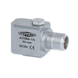 AC964 Low Capacitance, IEC Certified (IECEx), Intrinsically Safe Accelerometer, Side Exit Connector/Cable, 50 mV/g