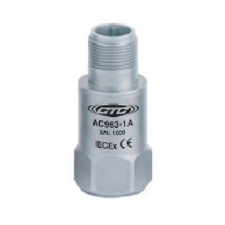 AC963 Low Capacitance, IEC Certified (IECEx), Intrinsically Safe Accelerometer, Top Exit Connector/Cable, 50 mV/g