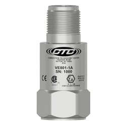 VE801 NONINCENDIVE PIEZO VELOCITY SENSOR, TOP EXIT 2 PIN CONNECTOR