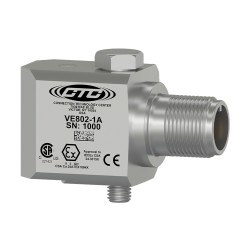 VE802 NONINCENDIVE, PIEZO VELOCITY SENSOR, SIDE EXIT 2 PIN CONNECTOR