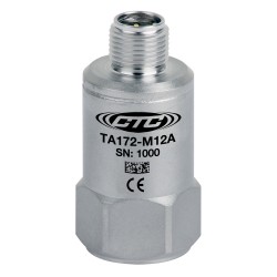 TA172-M12A rezgésgyorsulás és hőmérséklet érzékelő: 100 mV/g, 10 mV/K érzékenység, felső kivezetésű, M12-es csatlakozó