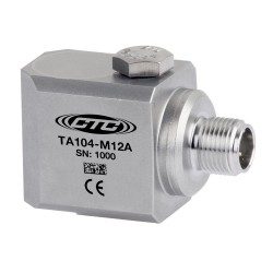 TA104-M12A rezgésgyorsulás és hőmérséklet érzékelő: 100 mV/g, 10 mV/°C érzékenység, oldalsó kivezetésű, M12-es csatlakozó