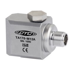 TA178-M12A rezgésgyorsulás és hőmérséklet érzékelő: 100 mV/g, 10 mV/K érzékenység, oldalsó kivezetésű, M12-es csatlakozó