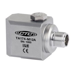 TA174-M12A rezgésgyorsulás és hőmérséklet érzékelő: 100 mV/g, 10 mV/K érzékenység, oldalsó kivezetésű, M12-es csatlakozó