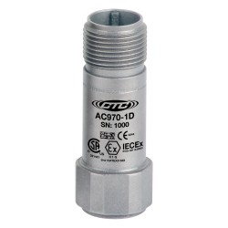 AC970 Intrinsically Safe mini-MIL Accelerometer, Top Exit Connector/Cable, 100 mV/g