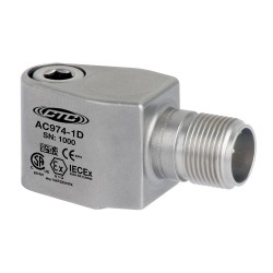 AC974 Intrinsically Safe mini-MIL Accelerometer, Side Exit Connector/Cable, 100 mV/g