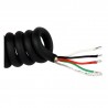 CB117 - 4 conductor, coiled cable, black polyurethane jacket