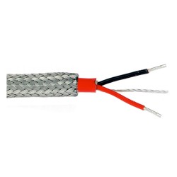 CB802 - Twisted, shielded pair, red Teflon cable, stainless steel braided sheathing