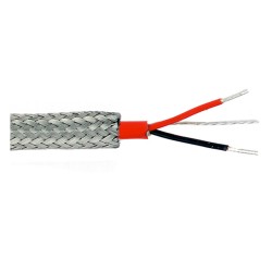 CB806 - Twisted, shielded pair, red Teflon cable , stainless steel braided sheathing,