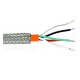 CB819 - 4 conductor twisted, shielded cable, orange Teflon jacket, stainless steel braided sheathing