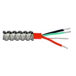 CB218 - 4 conductor red Teflon cable, stainless steel armor