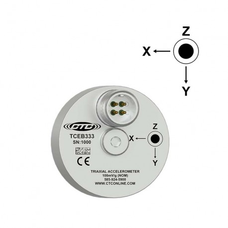 TCEB333 Alacsony költségű, kisméretű, kör alakú, ipari rezgésgyorsulás mérő, felső kivezetésű, 100mV/g