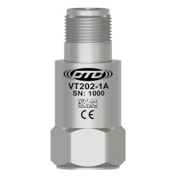VT202 Kettős kimenetű sebességérzékelő, sebesség és hőmérséklet, felső kimenetű 3 tűs csatlakozó, 4 mV/mm/sec, 10 mV/°C, ±10%