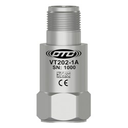 VT202 Kettős kimenetű sebességérzékelő, sebesség és hőmérséklet, felső kimenetű 3 tűs csatlakozó, 4 mV/mm/sec, 10 mV/°C, ±10%
