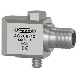 AC288 Magas hőmérsékletű IEPE gyorsulásmérő, max. 162°C, M8 rögzítés, oldal kivezetésű 2 tűs csatlakozó, 100 mV/g, ±10%